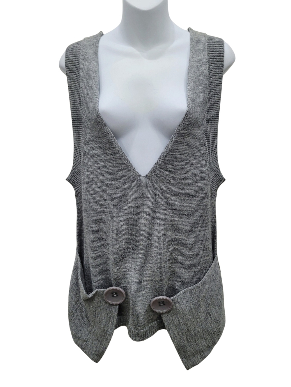Italy Made 30% Wool Grey Sweater Vest Top Size: M